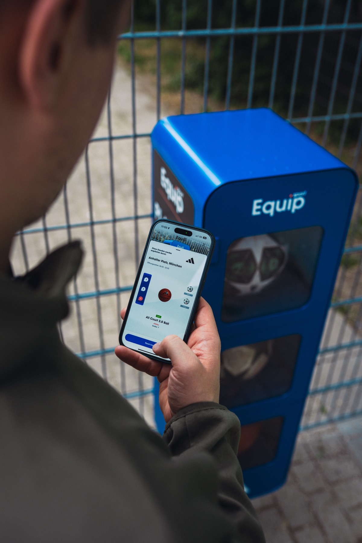 Unlocking a station with the Equip Sport app.